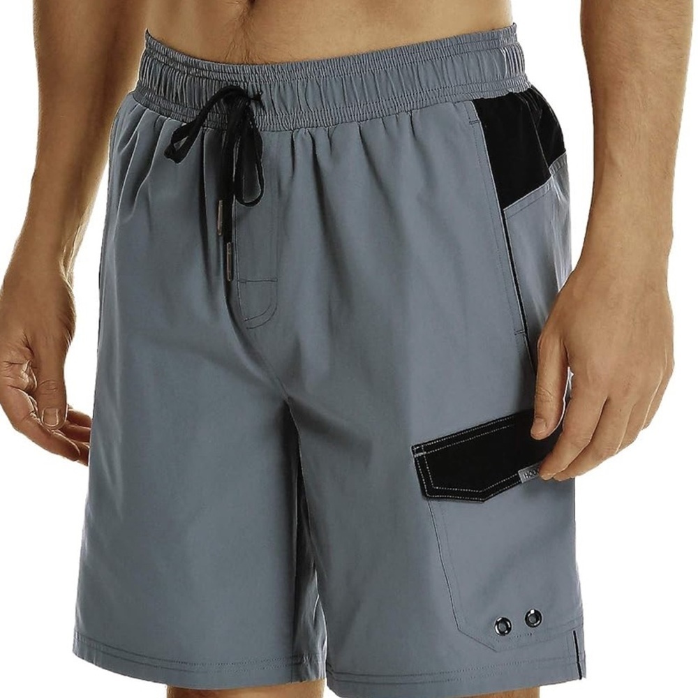 NWT- Men's 8” Quick Dry Swim Shorts w/ Mesh Liner.
